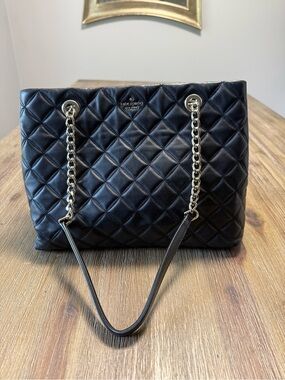 kate spade Black Quilted Leather Bag with Gold Chain